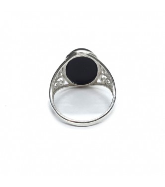 R002290 Genuine Sterling Silver Ring With 18x12mm Black Onyx Solid Stamped 925 Handmade